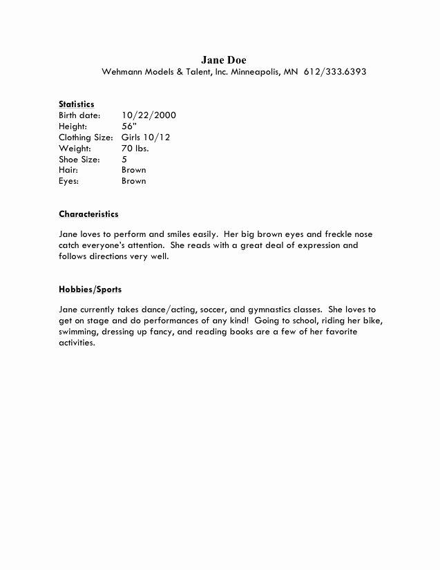 Child Acting Resume Template Lovely Sample Acting Resume No Experience Best Resume Collection