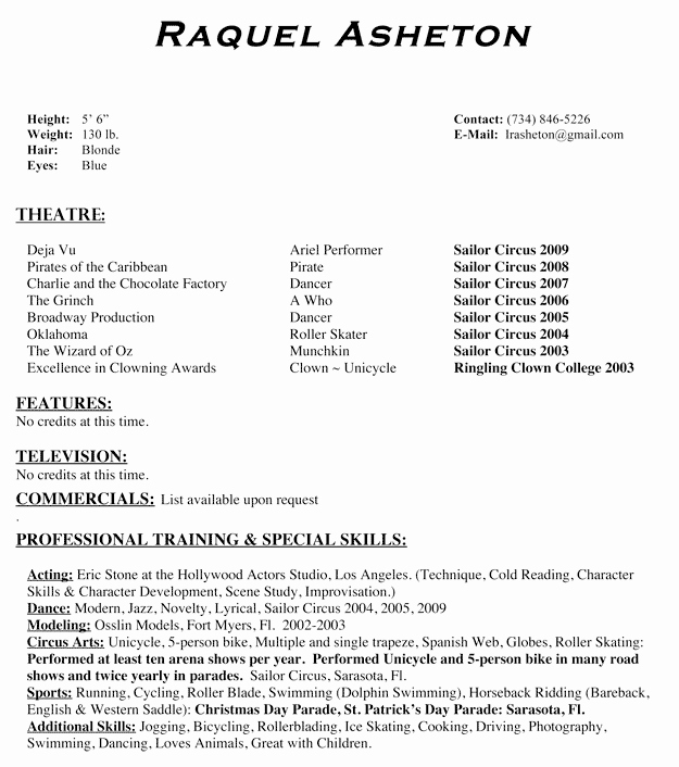 Child Actor Resume Template Lovely Hollywood Actors Studio New Faces