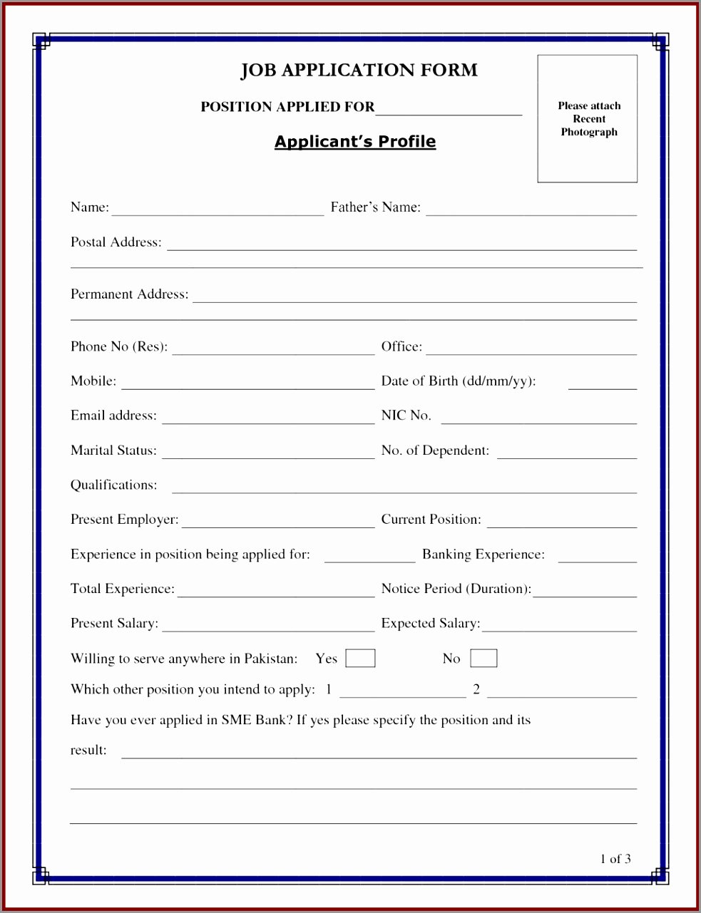 child care application form template