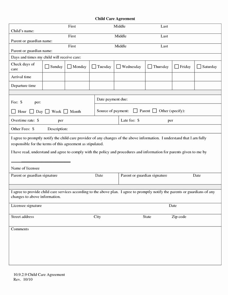 Child Care Application Template Unique Daycare forms