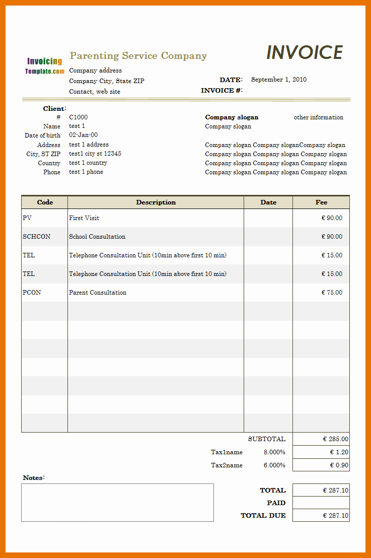 Child Care Invoice Template Beautiful 4 5 Daycare Invoice