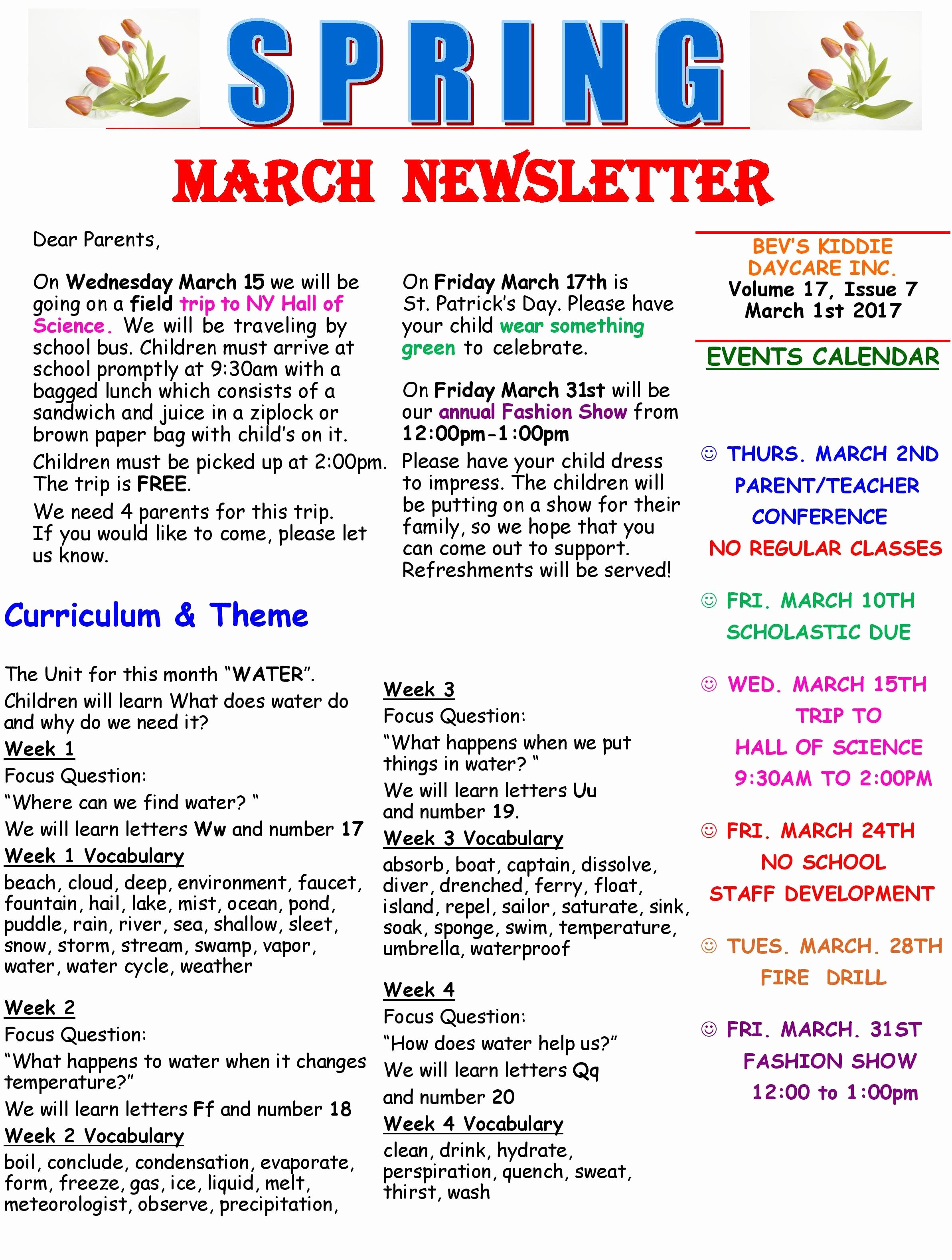 Child Care Newsletter Template Stcharleschill Template