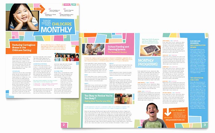 Child Care Newsletter Template Luxury Preschool Kids &amp; Day Care Newsletter Template Design