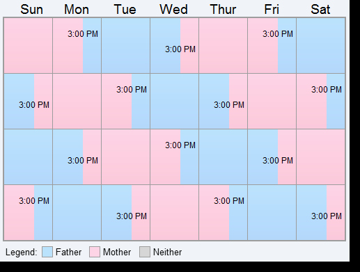 Child Custody Calendar Template Unique 50 50 Custody &amp; Visitation Schedules 6 Most Mon Examples