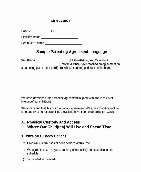 Child Custody Letter Template Beautiful Sample Custody Agreement forms 8 Free Documents In Word