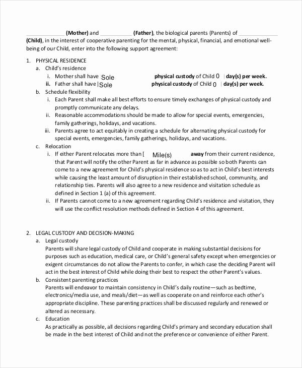 Child Support Agreement Template Fresh 10 Child Support Agreement Templates Pdf Doc