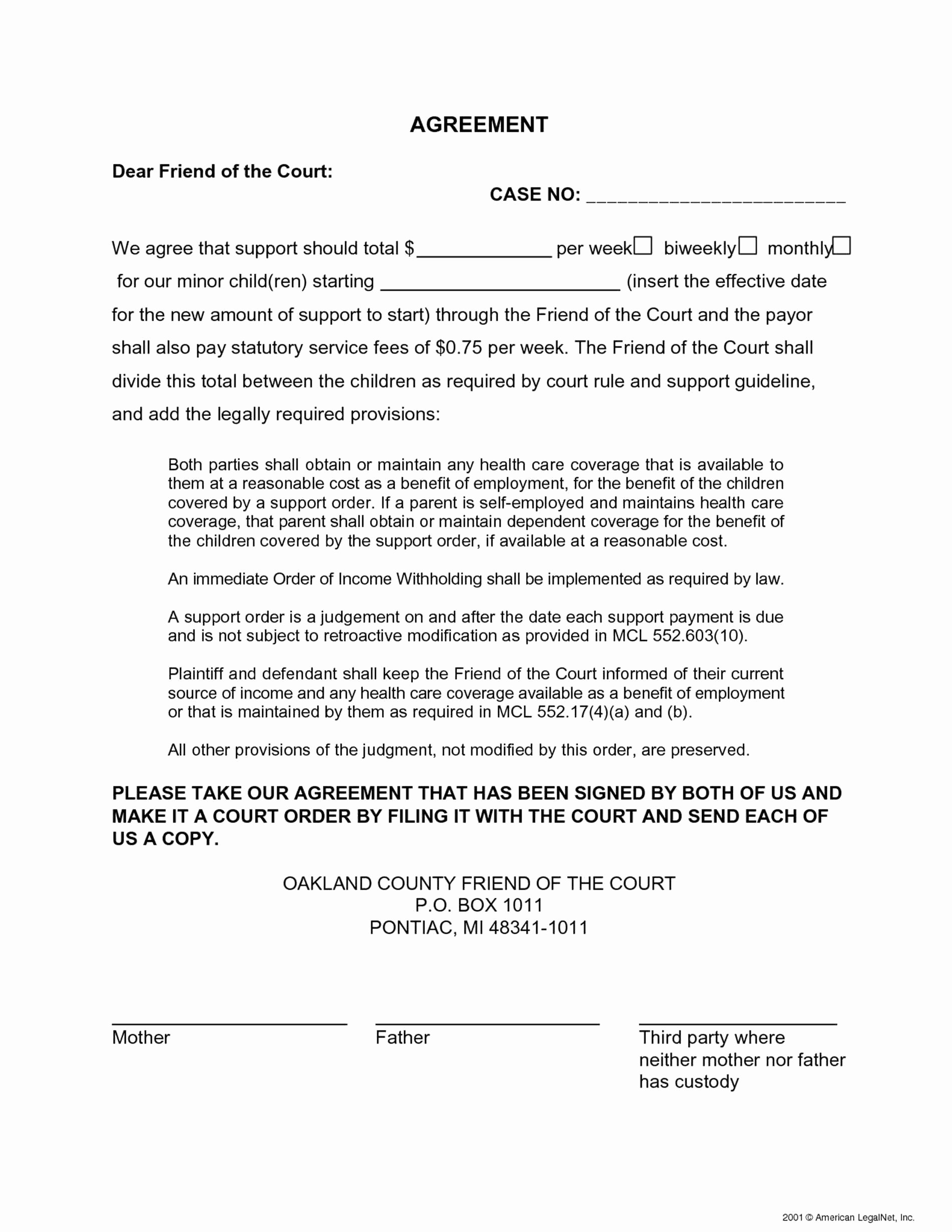 Child Support Agreement Template New Child Support Letter Agreement Template Download