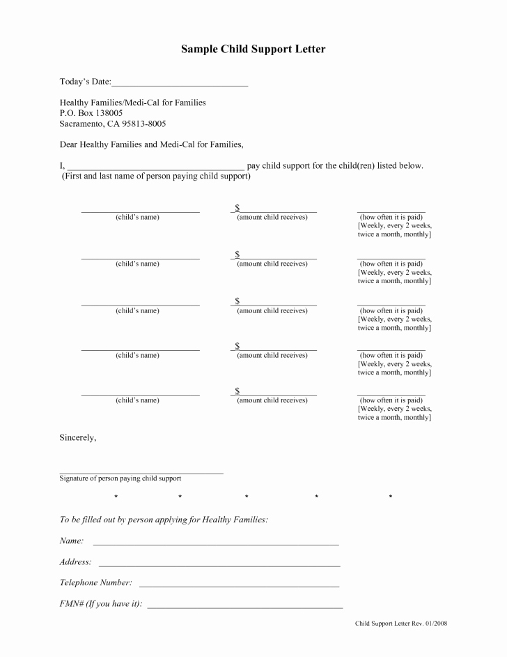 Child Support Letter Template Awesome Agreement Voluntary Child Support Agreement form