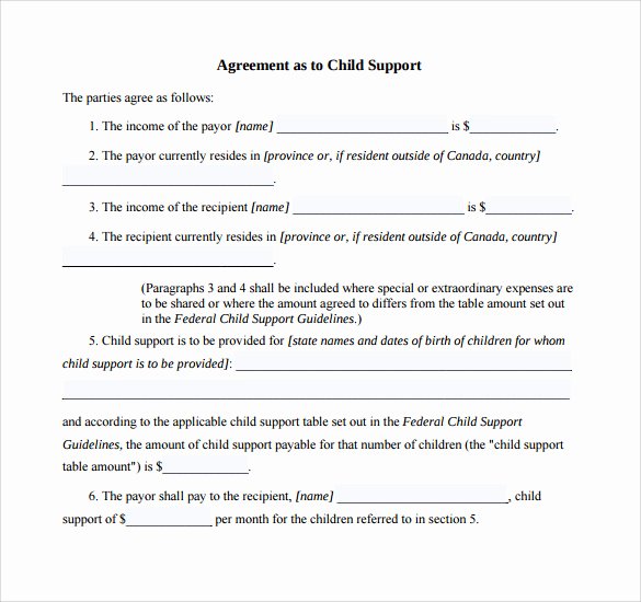 Child Visitation Agreement Template Awesome 10 Sample Child Support Agreement Templates – Pdf