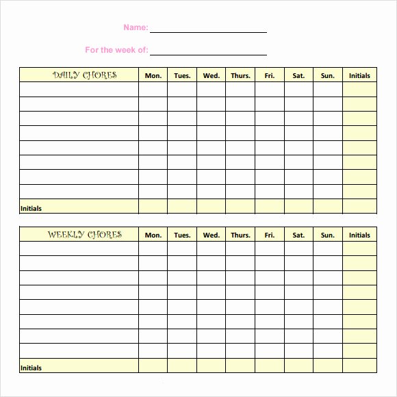 Children Chore Chart Template Lovely 9 Kids Chore Chart Templates for Free Download