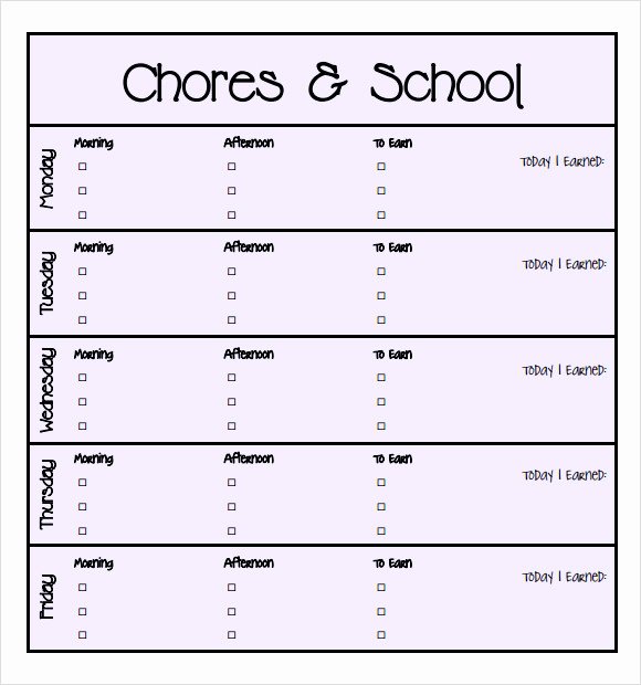 Children Chore Chart Template New 9 Kids Chore Chart Templates for Free Download