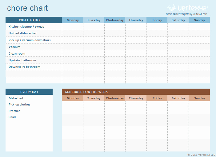 Chore Chart Template Excel Beautiful Free Kids Chore Chart Template