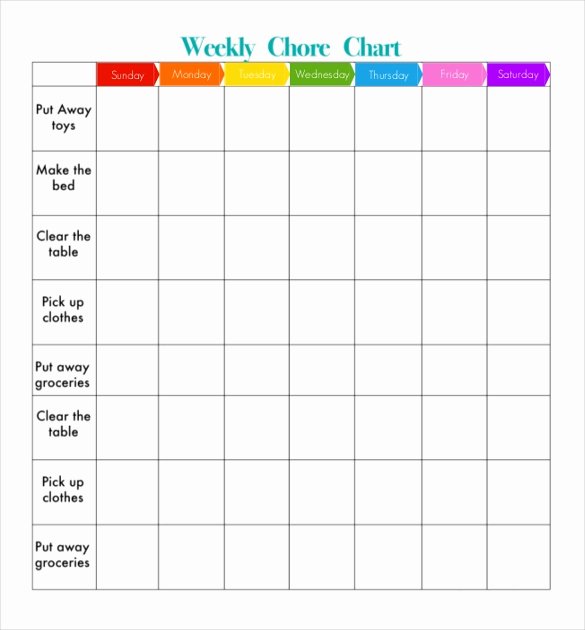 Chore Chart Template Excel Fresh Weekly Chore Chart Template 24 Free Word Excel Pdf