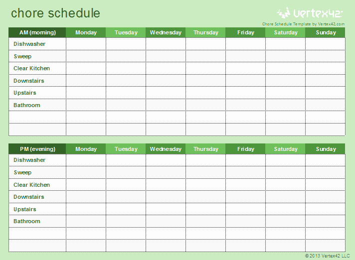 Chore Chart Template Excel Luxury Kids Chore Schedule Template