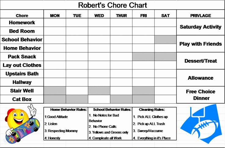 Chore Chart Template Excel Unique Chore Chart Template Excel