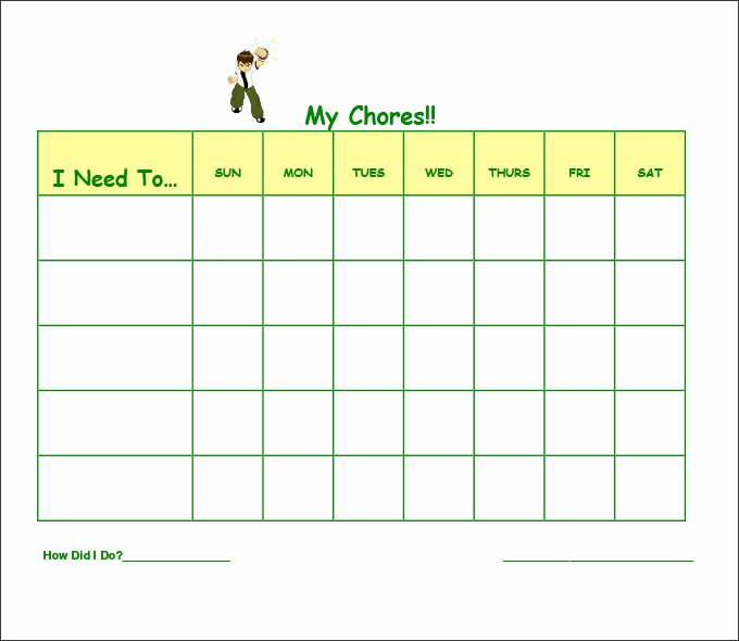 Chore Chart Template Word Unique 7 Kids Chore Chart Templates Free Word Excel Pdf