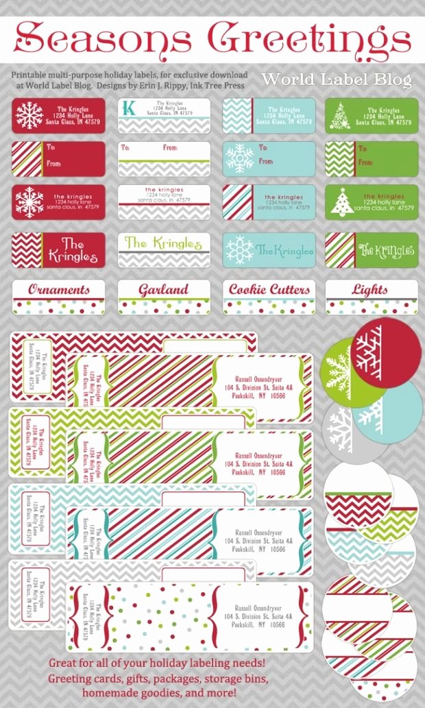 Christmas Mailing Labels Template Beautiful Free Printable Holiday Address Labels by Erin Rippy Of