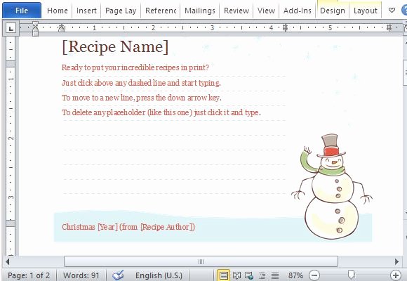 Christmas Recipe Card Template Best Of Recipe Cards Maker Templates for Word 2013