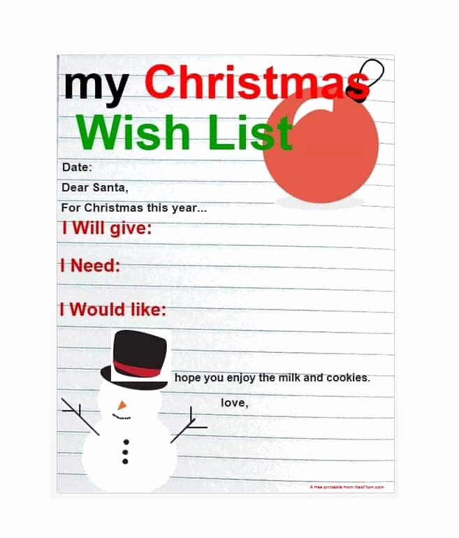 Christmas Wish List Template Beautiful 43 Printable Christmas Wish List Templates &amp; Ideas