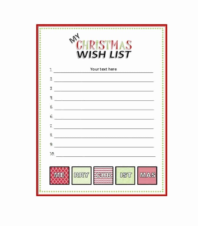 Christmas Wish List Template Elegant 43 Printable Christmas Wish List Templates &amp; Ideas