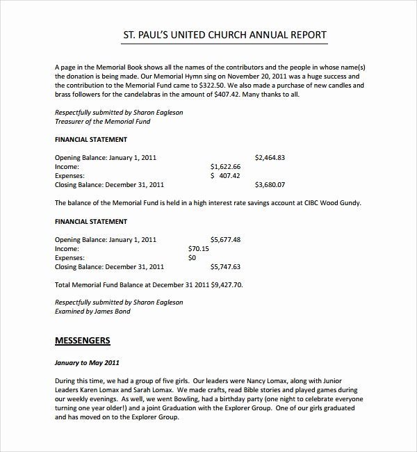 Church Annual Report Template Luxury 10 Annual Financial Report Templates