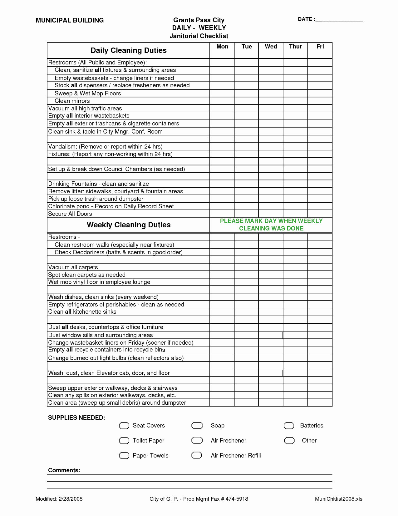 Church Cleaning Checklist Template Lovely Fice Cleaning Checklist Pdf