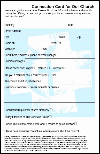 Church Connection Card Template Elegant Connection Card Templates–just and Modify
