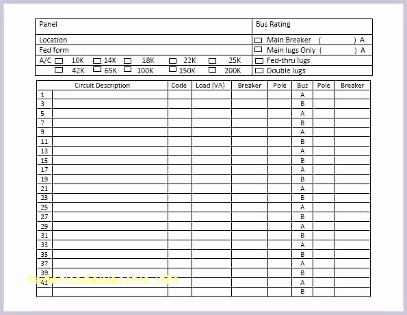 Circuit Breaker Directory Template | Stcharleschill Template