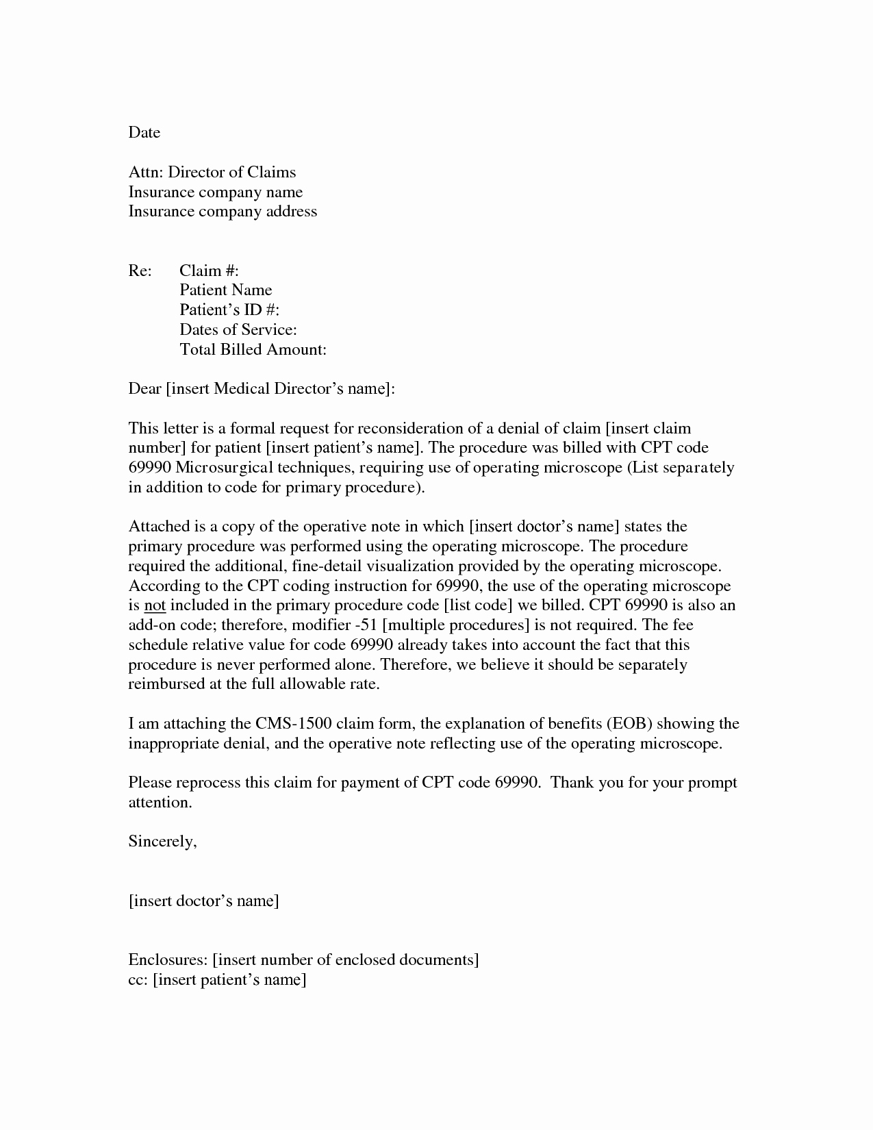 Claim Denial Letter Template Lovely Appeal Letter for Reconsideration Medicare Denial Letters