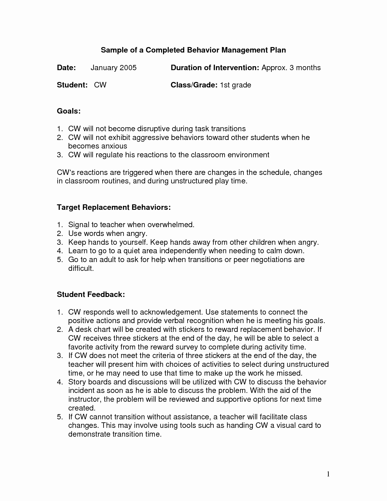 Classroom Management Plan Template Awesome 15 Best Of Behavior Change Contract Worksheet