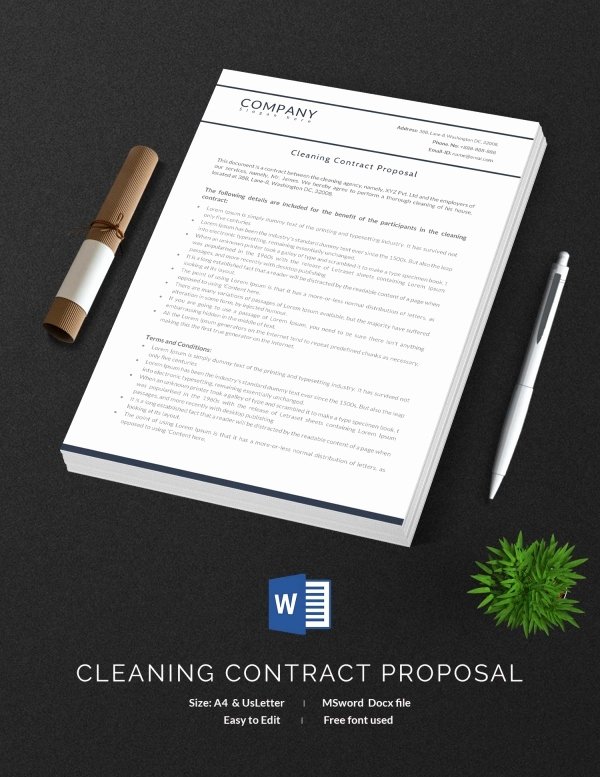 Cleaning Bid Proposal Template Unique Cleaning Contract Template 27 Word Pdf Documents