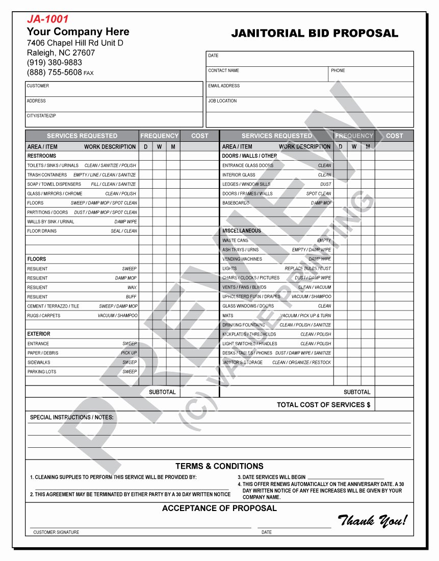 Cleaning Bid Proposal Template Unique Free Design Fast Shipping On Carpet Cleaning forms