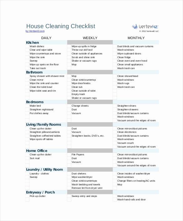 Cleaning Checklist Template Word Awesome Cleaning Checklist Template 35 Word Excel Pdf