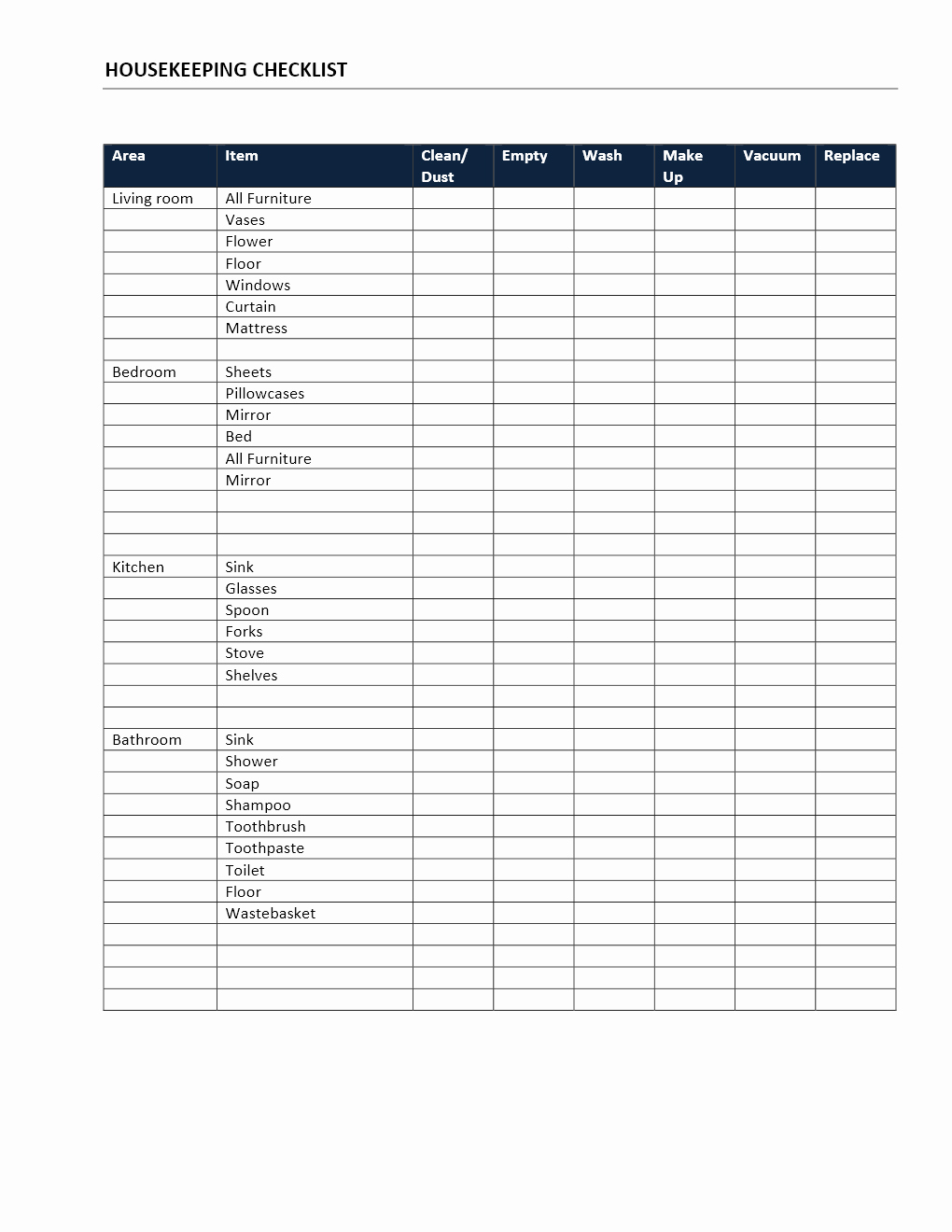 Cleaning Checklist Template Word Awesome Housekeeping Checklist