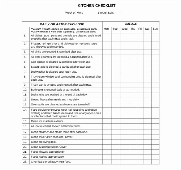 Cleaning Checklist Template Word New Cleaning Schedule Template for Restaurant