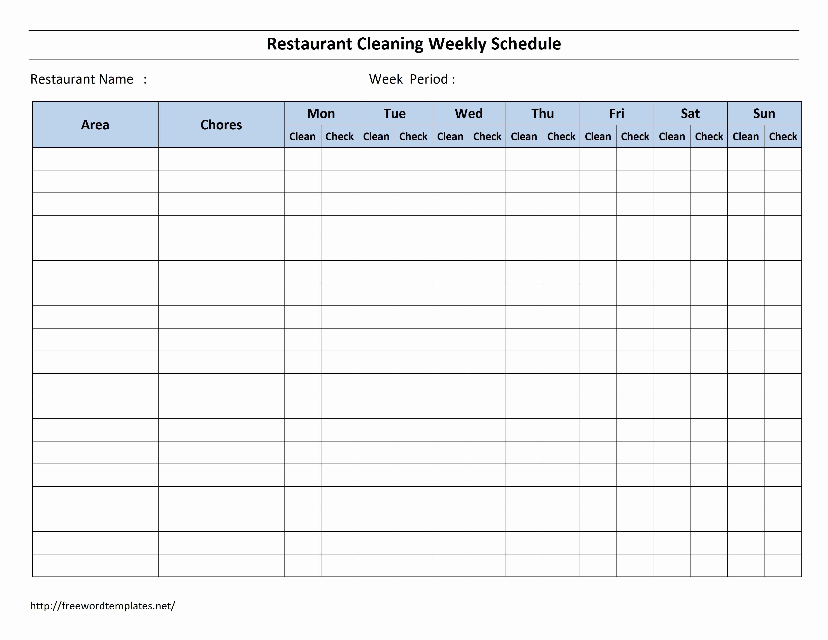 Cleaning Service Checklist Template Fresh Free Cleaning Schedule forms