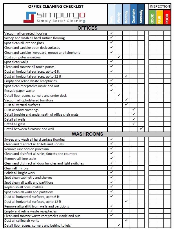 Cleaning Service Checklist Template Inspirational Fice Cleaning Checklist