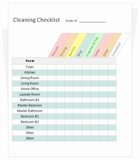Cleaning Service Checklist Template New Cleaning Checklist Template