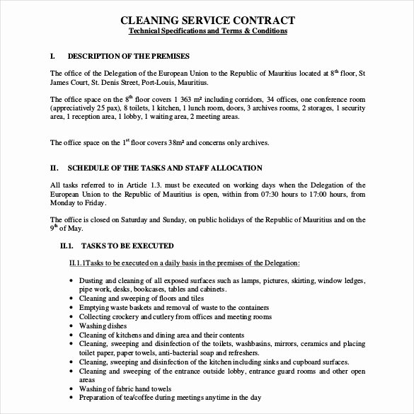 Cleaning Service Contract Template Inspirational 22 Cleaning Contract Template Word Docs Pages