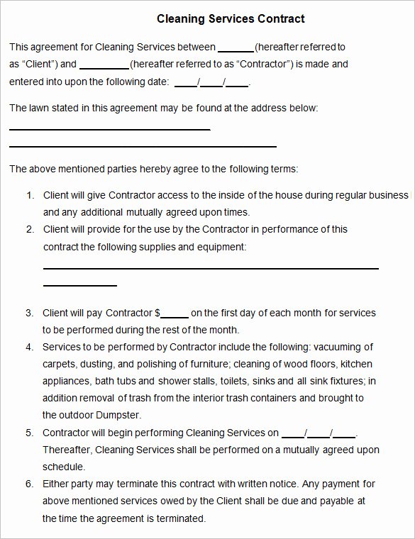 Cleaning Service Contract Template Unique 22 Cleaning Contract Template Word Docs Pages