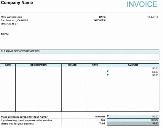 Cleaning Services Invoice Template Inspirational Free House Cleaning Service Invoice Template Excel