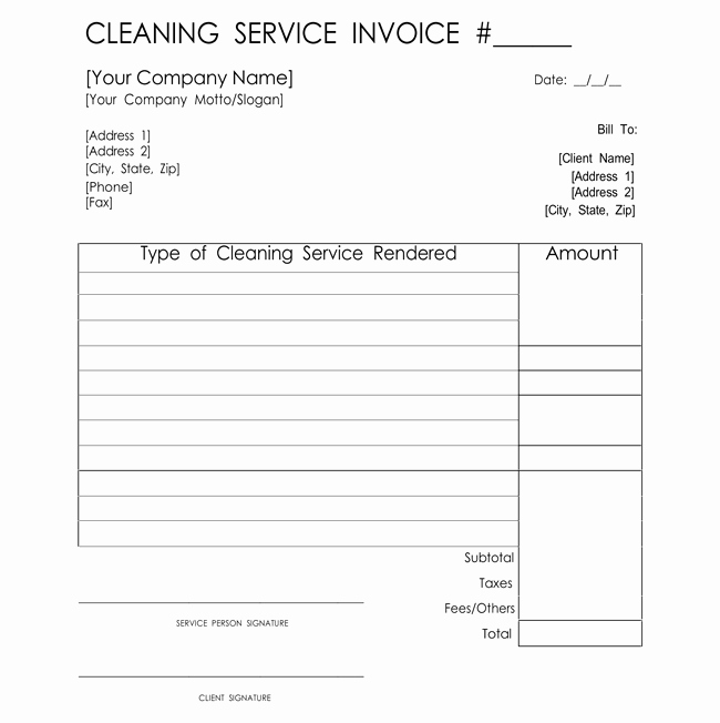 Cleaning Services Invoice Template New Free Printable Cleaning Service Invoice Templates 10