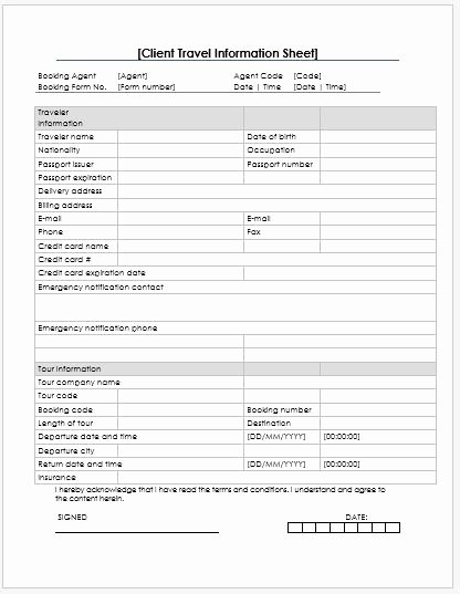 Client Information form Template Best Of Business format Client Information Sheet