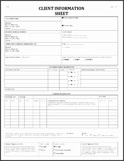 Client Information form Template Lovely 5 Customer Information Sheet Template Sampletemplatess