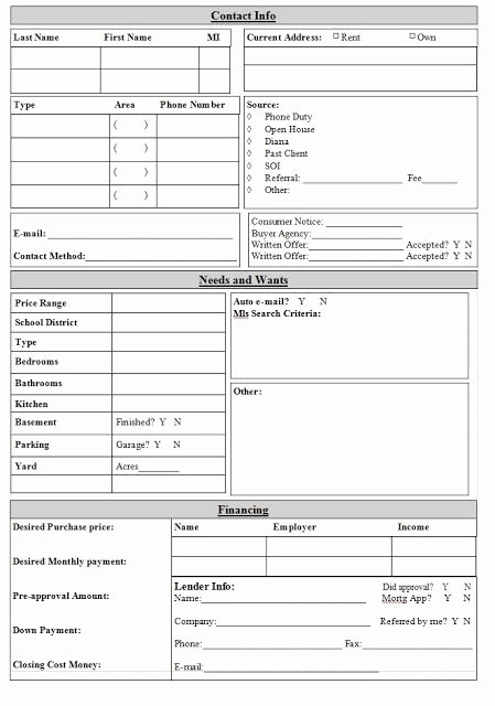 Client Information form Template New Realestate Client Information Template
