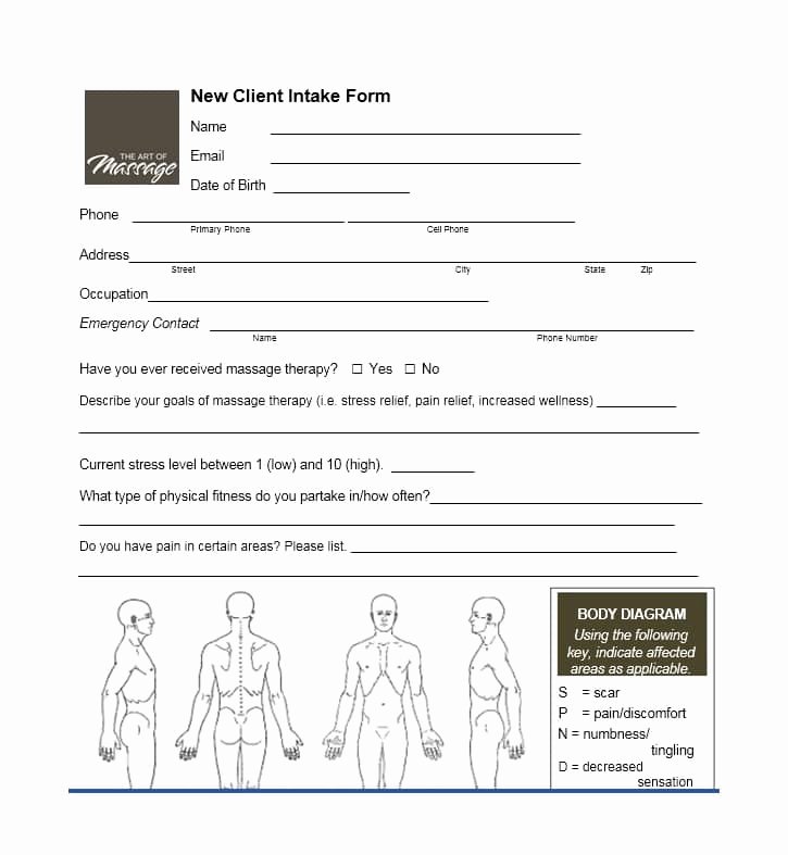 Client Intake form Template Best Of 59 Best Massage Intake forms for Any Client Printable