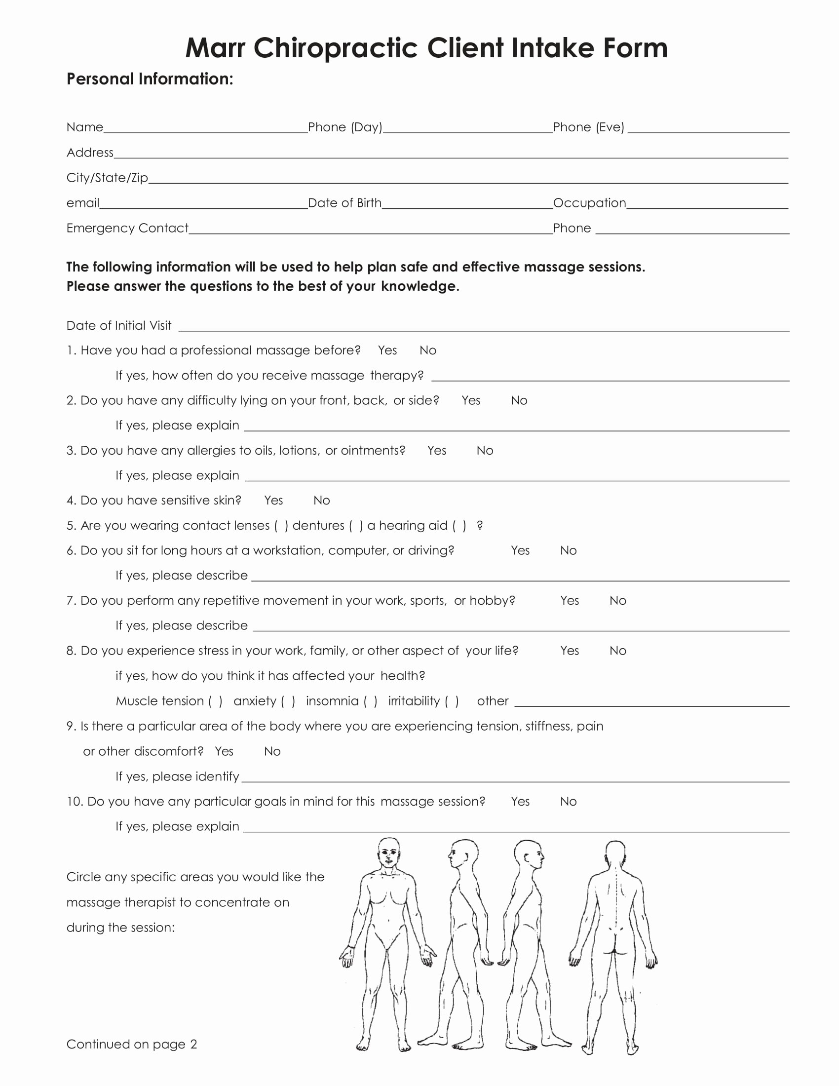 Client Intake form Template Lovely 9 Chiropractic Intake forms Pdf Doc