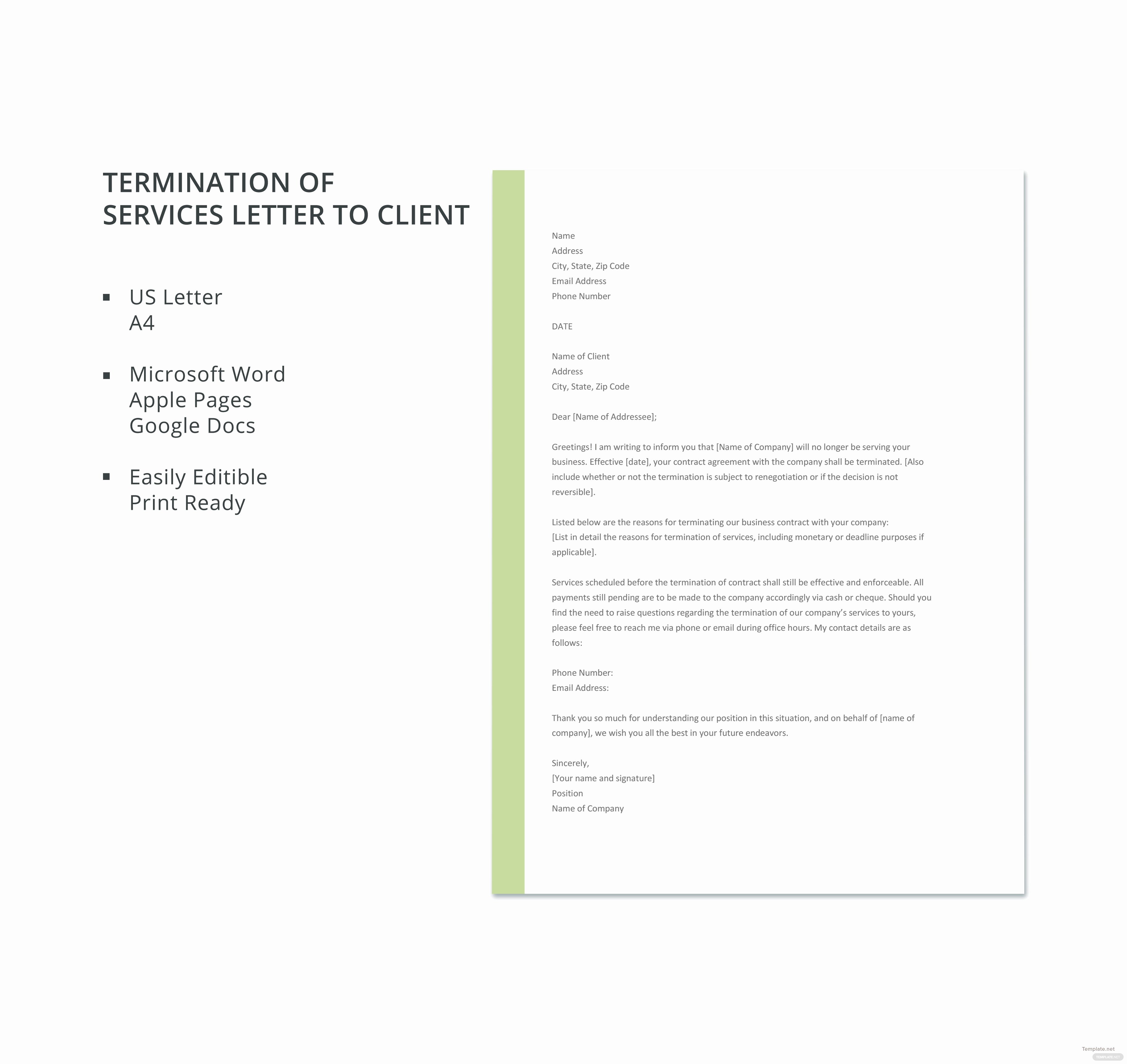 Client Termination Letter Template Lovely Free Termination Of Services Letter Template to Client In