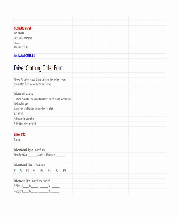 Clothing order form Template Elegant 9 Clothing order forms Free Samples Examples format