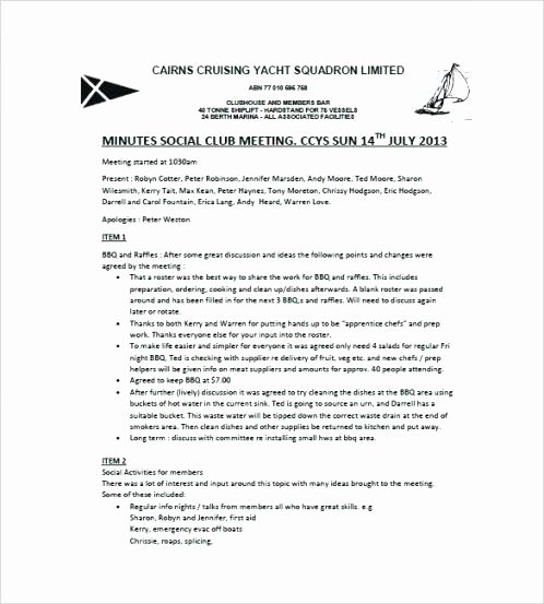 Club Meeting Minutes Template Elegant Meeting Club Minutes social Template Meaning In Puter 5